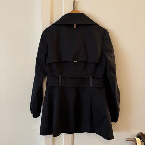 MACKAGE black trench peacoat with bell sleeve leather detail size Medium - Picture 3 of 16